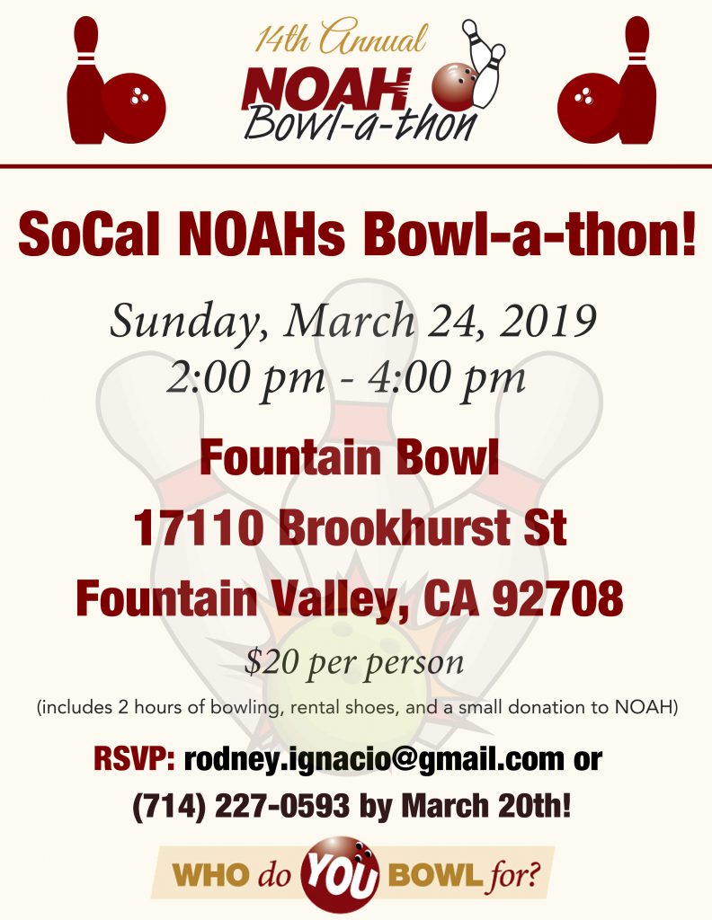 SoCal NOAHs Bowl-a-thon Flyer